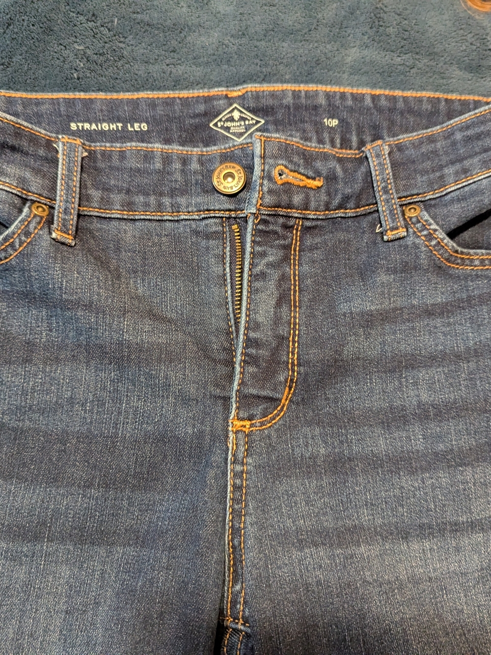 St. John's Bay Straight Leg Jeans - Dark Blue with Gold Stitching